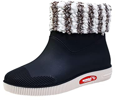 Stivaletti Pioggia Donna Stivali Invernali Scarpe da Pioggia Scarpe da Donna a Tubo Corto in Peluche Scarpe da Acqua Termiche Studenti Scarpe Impermeabili giornaliere Moda Donna Stivali da Pioggia