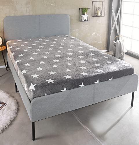Kuscheli® - warme Spannbettlaken aus Cashmere-Touch Stoff - mit Muster in Verschiedene Größen und Farben - Bettlaken Jersey Fleece Biber Spannbetttuch Laken