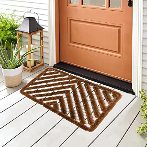 Roseley Wire & Coir Door Mat 40 x 60cm Heavy-Duty Boot Scraper 100% Natural Doormat Entrance Rug Indoor Outdoor (Patttern02)