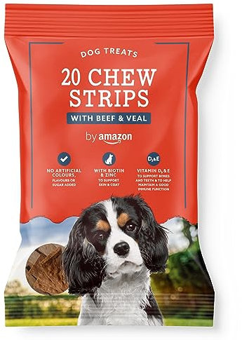 by Amazon - Snack per cane, 20 masticare strisce con manzo e vitello, 200 g