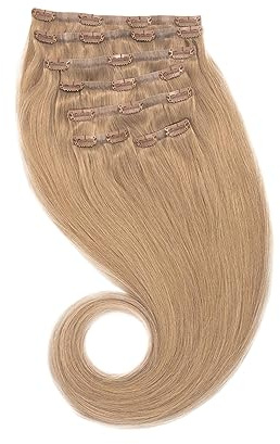 GLOBAL EXTEND® Clip-in-Extensions nahtlos I 100% Echthaar I Angenehmes Tragen | Einfaches Befestigen I Dichte und Volumen I Große Farbauswahl I Komplettes Set (50 cm, hell-aschbraun)