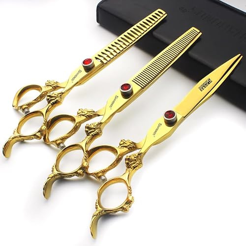 7 /8 Zoll personifizierte Scheren kühles schwarzes Salonhaar, das Friseurscheren-Edelstahlfrisierwerkzeuge styling ist (7-Zoll 3-teiliges Set-B)