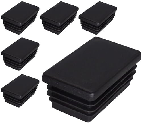 SKIR'CO (6 pièces) Bouchons Plastique Rectangulaires 30 x 50 mm, Embouts de Tube Mat, Inserts de Tube Rectangle, Bouchons de Poteau de Clôture, Noir RAL 9005