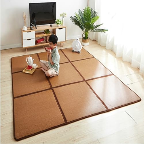 MIAOXIAO Japanische Tatami Matte Tatami Matratze japanische Bodenmatte Rattan rutschfest atmungsaktiv Tatami-Teppich Matte Krabbelmatte,2,120 * 120CM(4: Pieces)