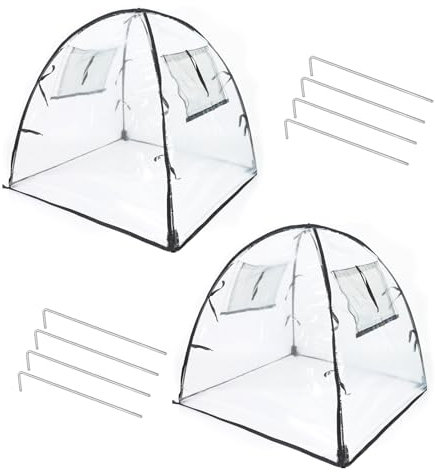 Qivine Plant Covers Freeze Protection, 2 Pack Winter Frost Cover Plant Tent Plant Frost Protection Covers with Installation Accessories for Fruit Tree Potted Shrub Plants to From Birds, 71x75cm