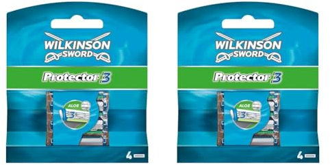 Wilkinson Sword Protector 3 Rasierklingen für Herren, 4 Klingen Rasierer, 4 Stück (2er Pack)