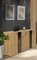 Furnix 3-türig Sideboard Sarai Front mit Lamellen mit LED Kommode mit Glastüren und Schublade 140 x 80 x 40 cm Highboard für Wohnzimmer Flur Schlafzimmer Anrichte mit viel Stauraum Matera Artisan