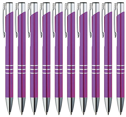 GIMEI® Metall Kugelschreiber 20 Stück | Premium Kugelschreiber Set Hochwertig, Kulli für einfaches & weiches Schreiben | Blauschreibender Kugelschreiber Lila als optischer Hingucker