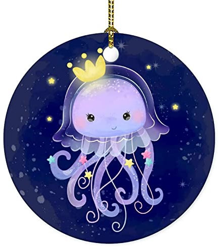 Weihnachten Keramik Anhänger Entzückende Qualle Ornamente Weihnachtsschmuck Lustiges Weihnachtlicher Baumschmuck, Für Innen- Und Außendekoration, Geschenkanhänger