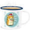 Emaille Becher Blechbecher - Weihnachtstasse Tasse Weihnachten - Hamster mit Süßigkeit - Nom Nom Nom - 300 ml - Weiß Blau - weihnachtstassen christmas weihnachtsmotiv weihnachts weihnachtsmotiven