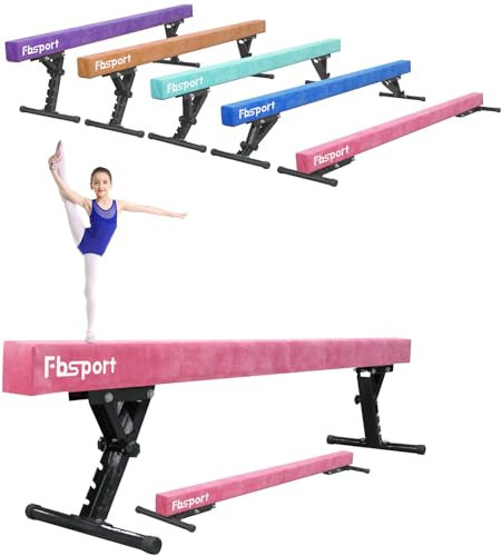 FBSPORT Barra de Equilibrio Gimnasia artistica Ajustable 244cm,5 Alturas Ajustables viga de Piso Alto y bajo Alta Estabilidad Equipos de Entrenamiento de práctica de Gimnasio para niños