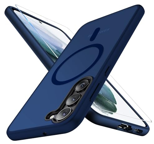 Handyhülle für Samsung Galaxy S21 FE 5G Hülle Magnetisch mit Schutzfolie [Mit Magsafe] Handyhülle für Samsung Galaxy S21 FE Hülle Magnetische Anti-Fingerabdruck Matt Hart Case für Samsung S21 FE Hülle