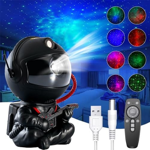 FEXPDL Astronaut Galaxy Projector Astronaut Galaxy Star Projector, Starry Sky Night Light for Bedroom, LED Nebula Lights with Flexible Projection Angle, Holiday & Birthday Gifts for Lovers((Black))