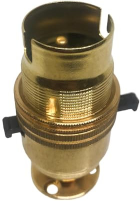Switched Lamp Holder Brass Bayonet Cap (BC) (B22d) with 1/2 Base Plate