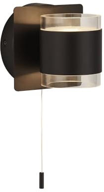 Licht-Erlebnisse LED Wandlampe Bad Up Down mit Schalter IP44 Schwarz matt Klar warmweiß 3000 K 311 lm Modern Wandleuchte Badezimmer Spiegel
