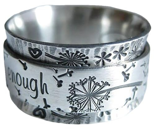 Ich bin genug Silber Meditation Löwenzahn Ring Brief Ring Handschmuck Geschickt und professionell