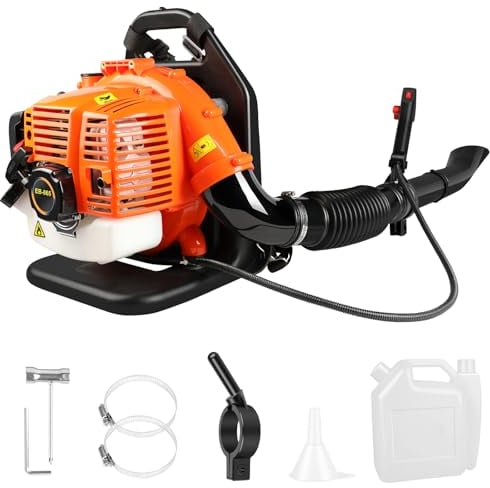 63cc Soplador de Hojas de Gasolina, Estilo Mochila ASUNCELL Velocidad de Soplador, Soplador de Hojas de Combustible Inalámbrico para Patios, Gardens