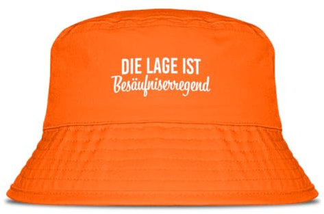 Prozente Momente Die Lage ist besäufniserregend - Fischerhut | Anglerhut | Sonnenhut | Sommer | Malle | lustige Sprüche | OneSize | Malle | Urlaub | Orange