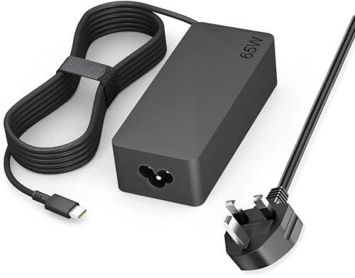 65W USB C Laptop Charger for Dell Latitude 5430 7430 5420 5520 5410 5530 5330 5320 7320 7420 2-in-1 7520, XPS 13 9350 9360 9365 9370 9380,Chromebook 3380 3100 5190 Type C UK AC Power Adapter