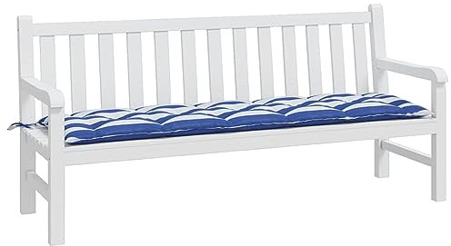 Tidyard Bankauflage Gartenbankauflage Bankkissen Gartenbank Auflage Stuhlkissen Sitzkissen Polsterauflage Kissenauflage Sitzpolster Bankpolster Auflage für Gartenbank Blau & Weiß Gestreift 180x50x7 cm