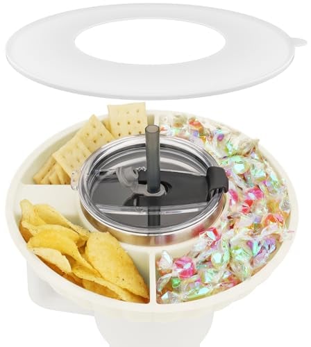 Musiwanna Snack Tray with Lid for Stanley Cup 30oz/887ml, ONLY for 30OZ, Snack Bowl Compatible with 30oz Tumbler, Silicone SnackHolder with 3 Compartments, SnackPlate, SnackStorage Top Ring