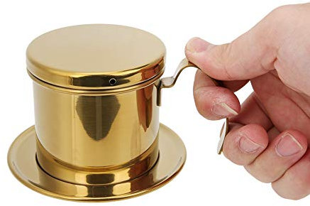 Edelstahl-Tropfkaffeemaschine, Handtropfkaffeekanne Zum Übergießen Des Kaffeekessels, Tropfkaffee Zum Übergießen Der Kanne Für Camping, Zuhause, Küche, Büro, Restaurant, Café(Gold)