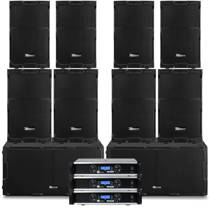 Power Dynamics PD PDY Professional Passive PA System - Dual 15 Subs, 12 & 10 Tops, Three Amplifiers, Complete Sound Setup for Concerts, Nightclubs, Events & Bands