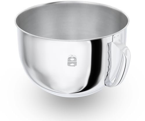 6QT Stainless Steel Mixer Bowl for Kitchenaid Stand Mixers, Kitchen Aid Mixing Replacement Bowl for 6QT Lift Mixer with Handle, Dishwasher safe.