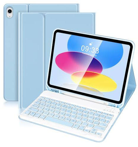 SOPPY Custodia con Tastiera per iPad 11a 11 pollici 2025/10a Generazione 10,9 pollici 2022, Tastiera Wireless Rimovibile per iPad 10a/11a, Layout Italian - Azzurro