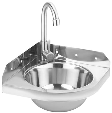 Fregadero de Esquina de Acero Inoxidable Pequeño Fregadero de Cocina Lavabo Triangular Con grifo y soporte Fregadero de un Seno Montado en la Pared, For Cocina baño