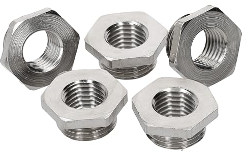 Kalitec D6716124 Reduction with O-Ring M16/M12 Brass I Reducer Cable Gland Hexagonal I M12 Female Thread I M16 Male Thread I IP68 Pack of 5