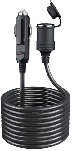 Prolunga Accendisigari per Auto: Prolunga 5 M 12 V, Cavo di Prolunga per Accendisigari con Fusibile 15 A per 12 V/24 V