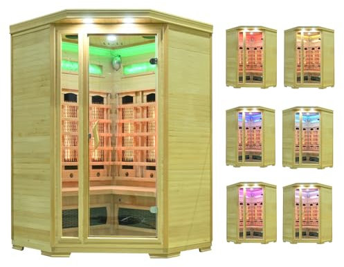 Infrarotkabine Halmstad Sauna Vollspektrumstrahler DUALTHERM Salzstein Infrarot, Rückenlehne:ohne Rückenlehne