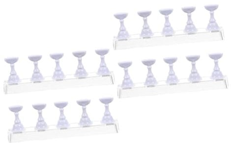 Healeved 4 Sets Acrylic Nail Art Tips Holder - Magnetic Nail Practice Stands for False Tips Display and Manicure Training at Home (White)