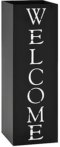 QWBDNMQP Home & Garden - Umbrella Stand Welcome Steel Black