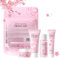 Japan Sakura Hautpflege Set für Teenager-Mädchen, Feuchtigkeit Skincare Set, Anti-aging Gesichtspflege Set, Beauty Geschenkset - Reiseset mit Reinigung Toner Gesichtscreme Sonnencreme SPF50+