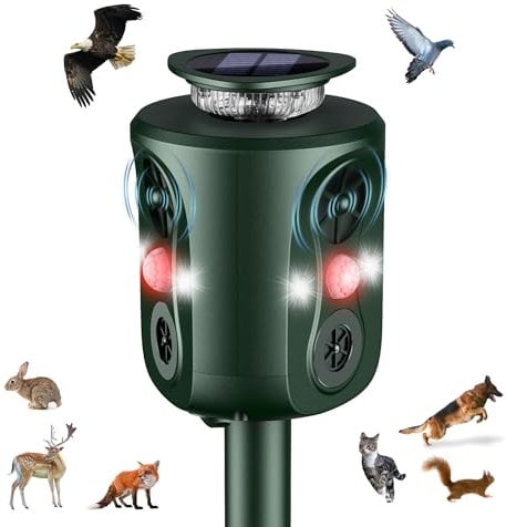 Katzenschreck Ultraschall Solar, 360 Grad Katzenschreck für Garten 5 Modus Einstellbar Marderschreck Tiervertreiber, 10m Mader Abwehr für Marder Katzen Waschbär Hunde Vögel Mäuse