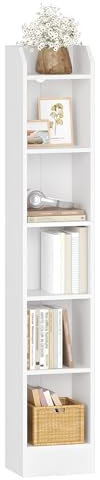 Hzuaneri Bücherregal, 6-stöckiges Standregale, Aufbewahrungsregal, Regal für Sammlerstücke, Verstellbare Paneele, für Wohnzimmer, Büro, 24 x 30 x 169.5 cm, Weiß BC06913X