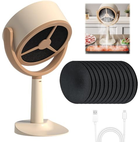 Foreverup Puffhide Purifier, Portable Smoke Purifier, Smoke Away Purifier Fan for Indoor, Portable Kitchen Desktop High Fan for Smoke with 12pcs Filter Cotton, Mini Cooker Hood for BBQ, Hot Pot