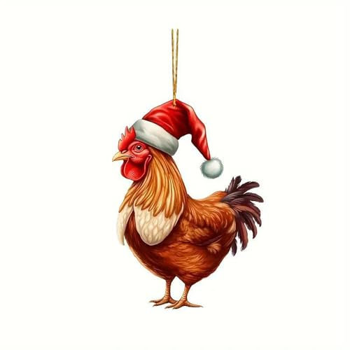 Lustige Huhn Anhänger Niedlicher Acryl Huhn Weihnachtsdeko Cartoon Weihnachtsbaumschmuck Ornament Anhänger Huhn Anhänger Weihnachts Deko Weihnachtsbaum Figuren 2024 Auto Ornament S Haken (A, One Size)