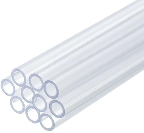 sourcing map 10 Stück transparente Kunststoffschläuche mit 4 mm Innendurchmesser x 6 mm Außendurchmesser, 0,5 m Länge, runder Polycarbonat-Schlauch für Aquarium-Wasserleitungen, Wasserkühlung,