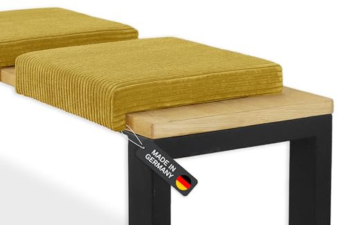 Lycce Bankauflage Klemmkissen 1 Leiste Cordstoff extra Polsterung, Banktiefe ab 35 cm (senf)