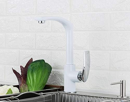 HZWMQDLF Kitchen Taps White Spray Paint Water Faucet 360 Degree Kitchen Face Plate Deck Faucet Hot and Cold Water Faucet