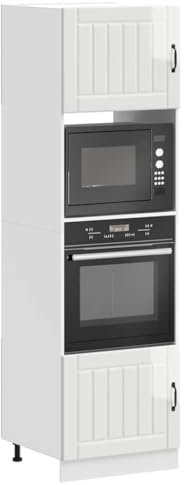 Gecheer Armadi Forno 2 pz Kalmar Bianchi Lucido in Legno Multistrato,Mobile per Forno da Incasso,Armadio da Cucina,Mobile da Cucina Salvaspazio,Armadietti da Cucina,P3315043