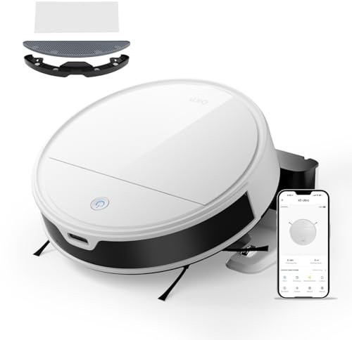 OKP K5 Ultra Robot Vacuum Cleaner with Mop, 6000Pa Suction, 170min Runtime, 190° PSD Obstacle Avoidance, ToF LiDAR Navigation, WiFi/App/Alexa, Robotic Vacuum for Hard Floors Carpets Pet Hairs