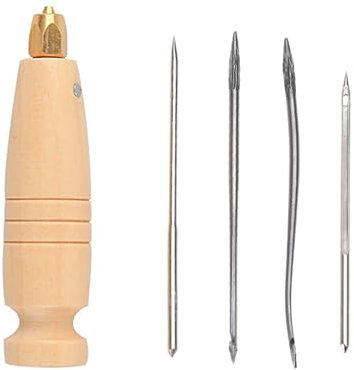 Punteruolo 4 in 1 con manico in legno e punteruolo per cucire in pelle fatto a mano