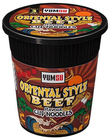 Instant Pot Noodles Halal Certified Instant Oriental Beef Style Flavoured Noodles Vegetarian Egg Free 60g (Pack of 12) + FabFinds Mug