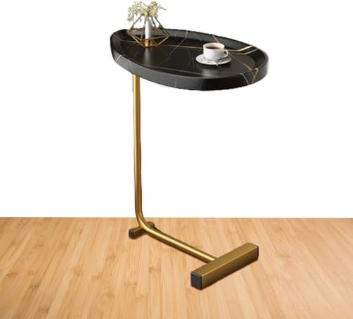 Sofa Table C - Slim Sofa Tray Table with Metal Frame | Rustic Coffee C and End Tea Table for Sofa or Bedside Use, Compact Side Table for Colla