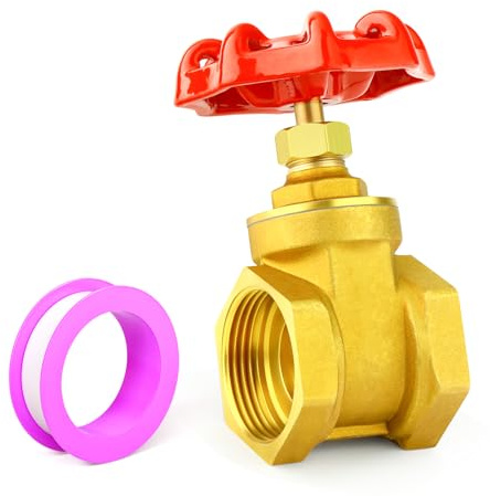 ERGAOBOY Brass 1/2 Female x 1/2 Female BSP Sluice Gate Valve | Manual wheel handle control, dual female threaded ports, straight flow wedge gate design, for fluid control