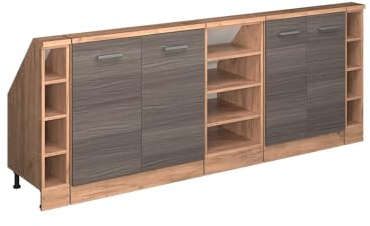 Vicco Dachschrägenschrank-Set Rion, Edelgrau/Goldkraft Eiche